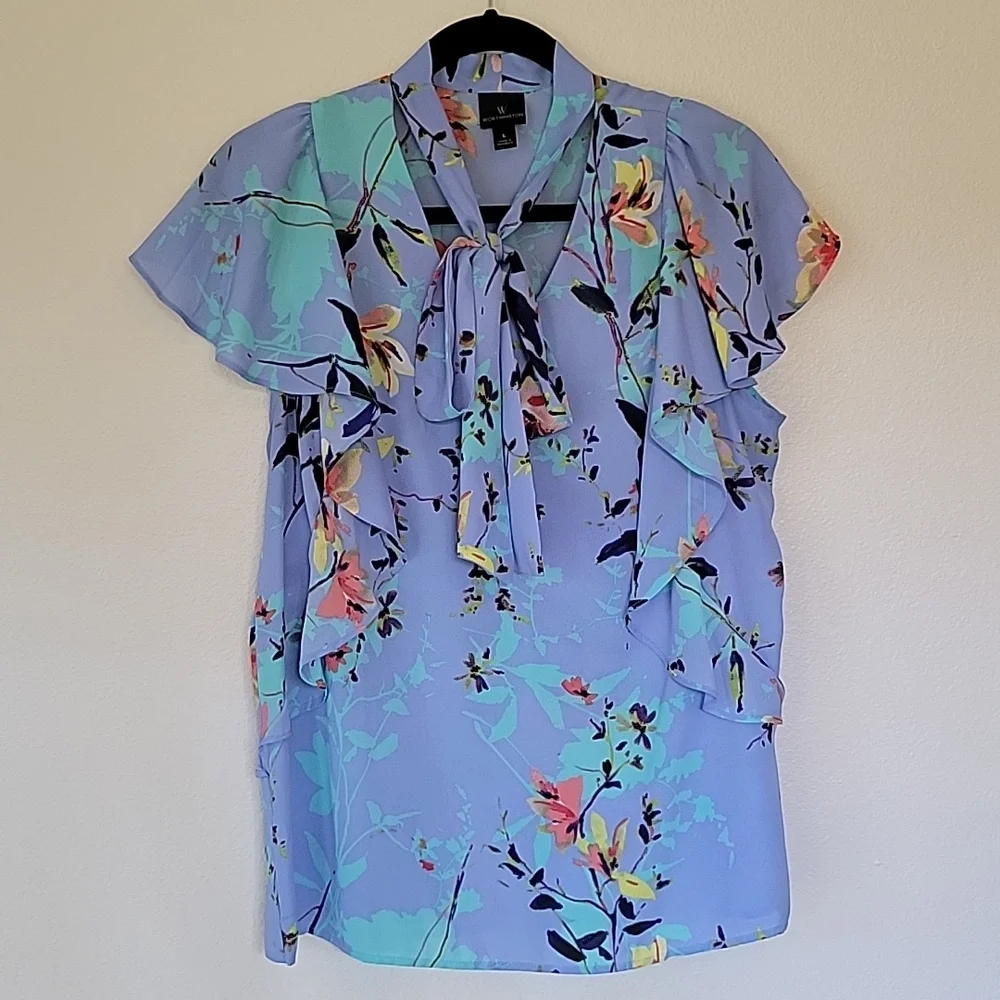 Worthington V neck with Tie Flutter Sleeve L - Picture 2 of 6